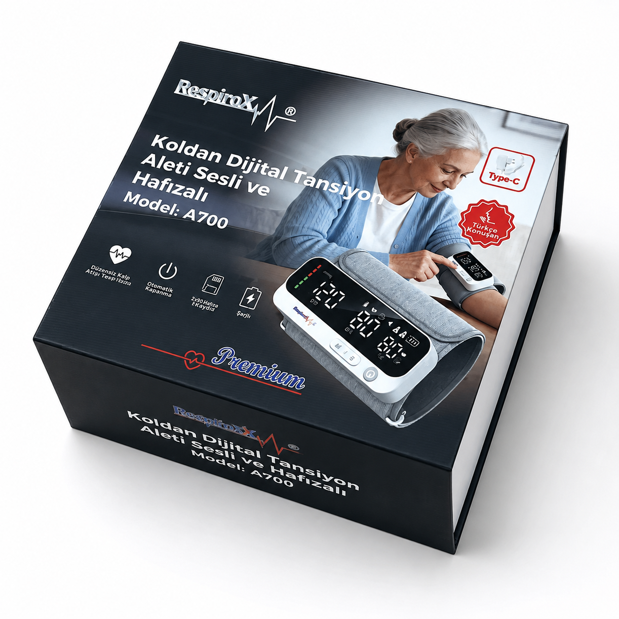 Respirox A700 LED Ekran Türkçe Konuşan Koldan Şarjlı Tansiyon Aleti - YENİ - Görsel 4